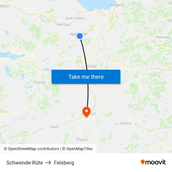 Schwende-Rüte to Felsberg map
