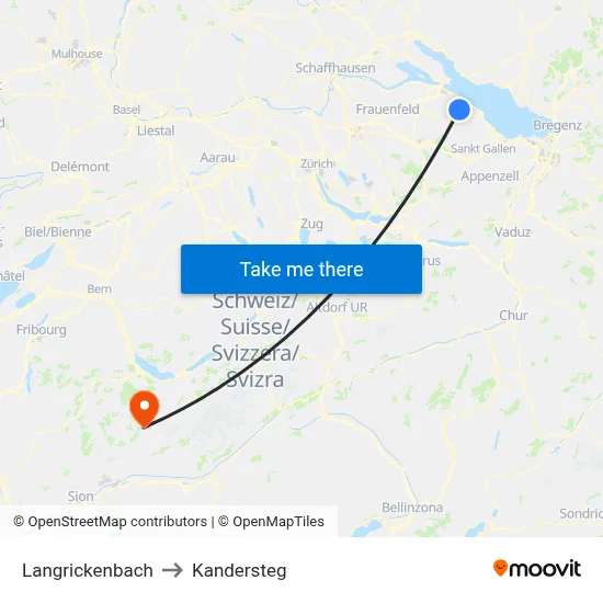 Langrickenbach to Kandersteg map
