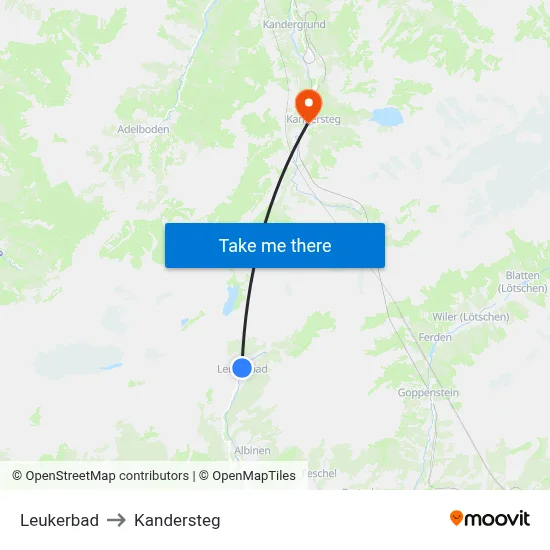 Leukerbad to Kandersteg map