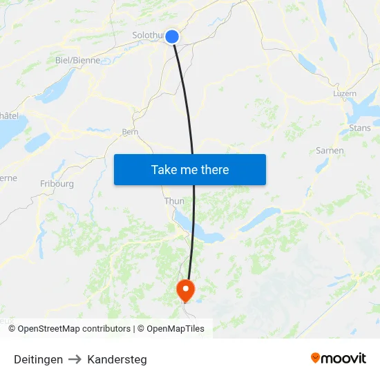 Deitingen to Kandersteg map