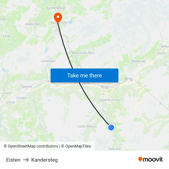 Eisten to Kandersteg map