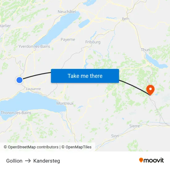 Gollion to Kandersteg map