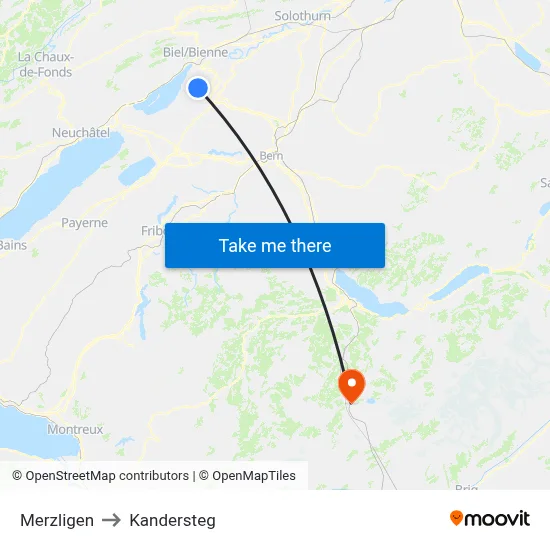 Merzligen to Kandersteg map
