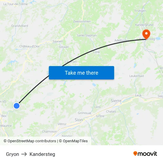 Gryon to Kandersteg map