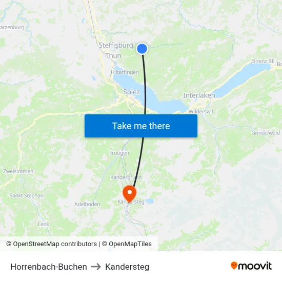 Horrenbach-Buchen to Kandersteg map
