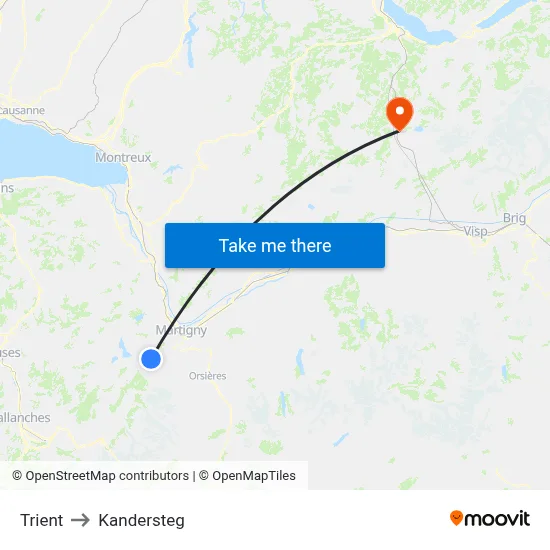 Trient to Kandersteg map
