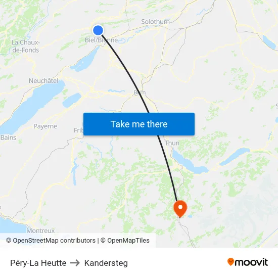 Péry-La Heutte to Kandersteg map