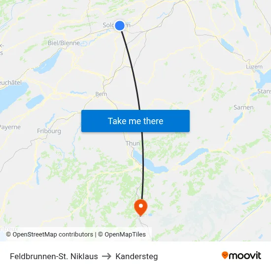 Feldbrunnen-St. Niklaus to Kandersteg map
