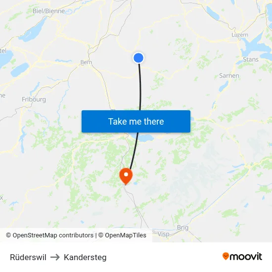 Rüderswil to Kandersteg map