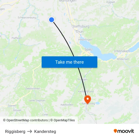 Riggisberg to Kandersteg map
