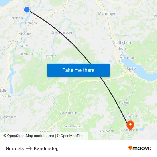 Gurmels to Kandersteg map