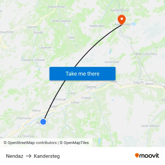 Nendaz to Kandersteg map