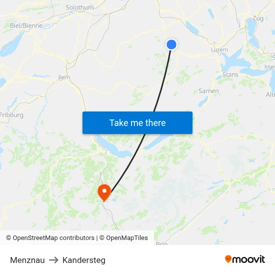 Menznau to Kandersteg map