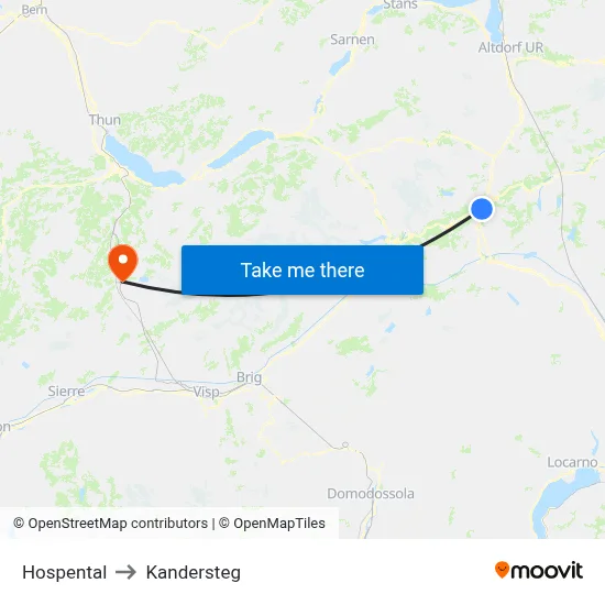 Hospental to Kandersteg map