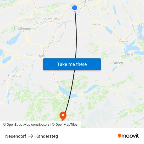 Neuendorf to Kandersteg map