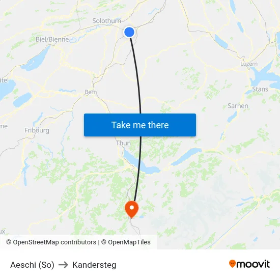 Aeschi (So) to Kandersteg map