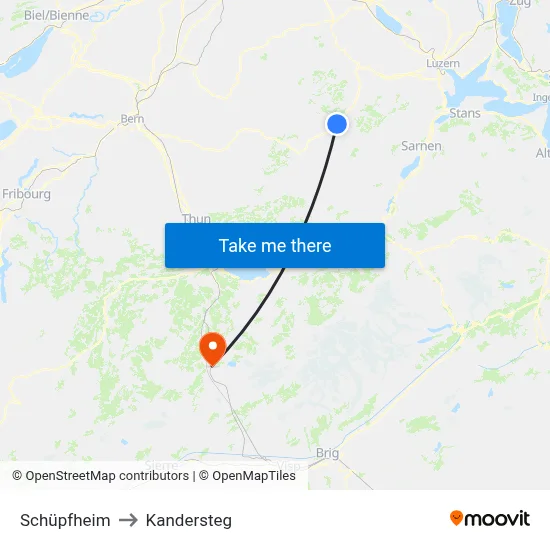 Schüpfheim to Kandersteg map