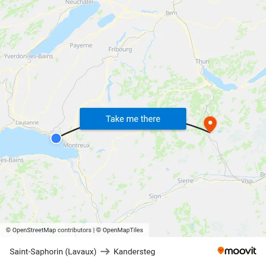 Saint-Saphorin (Lavaux) to Kandersteg map
