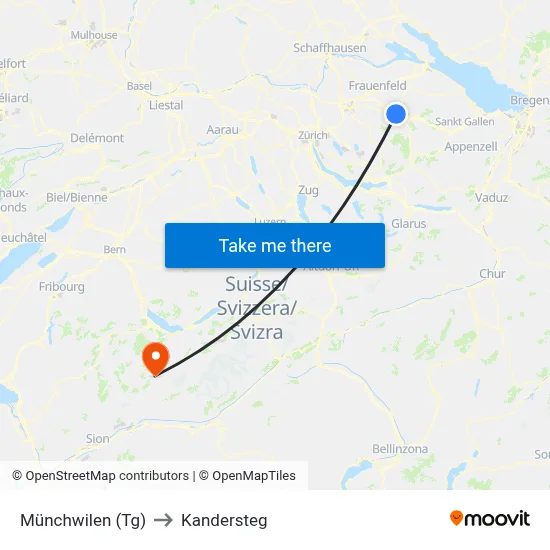 Münchwilen (Tg) to Kandersteg map