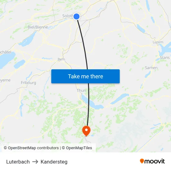 Luterbach to Kandersteg map