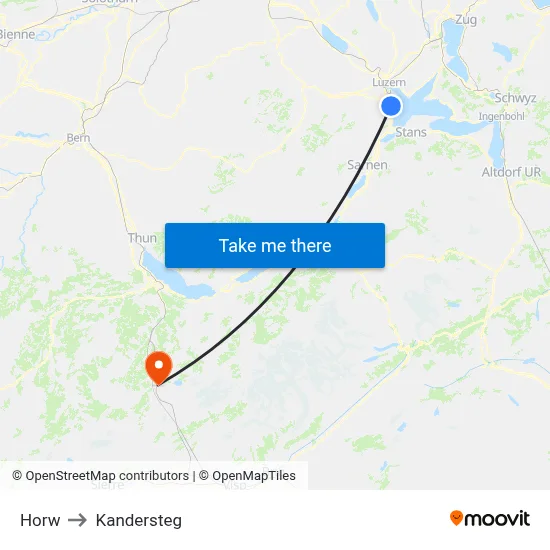 Horw to Kandersteg map