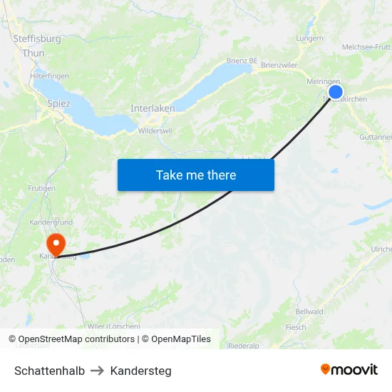 Schattenhalb to Kandersteg map