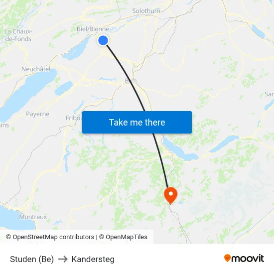Studen (Be) to Kandersteg map