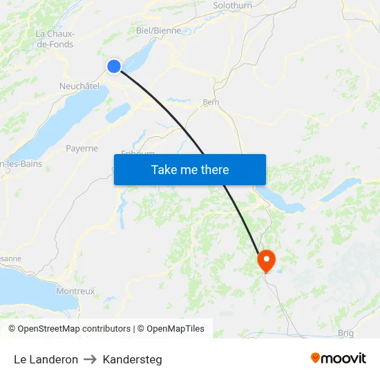 Le Landeron to Kandersteg map