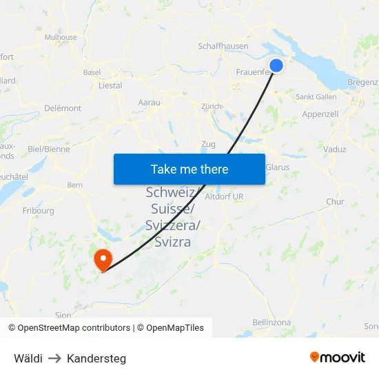 Wäldi to Kandersteg map