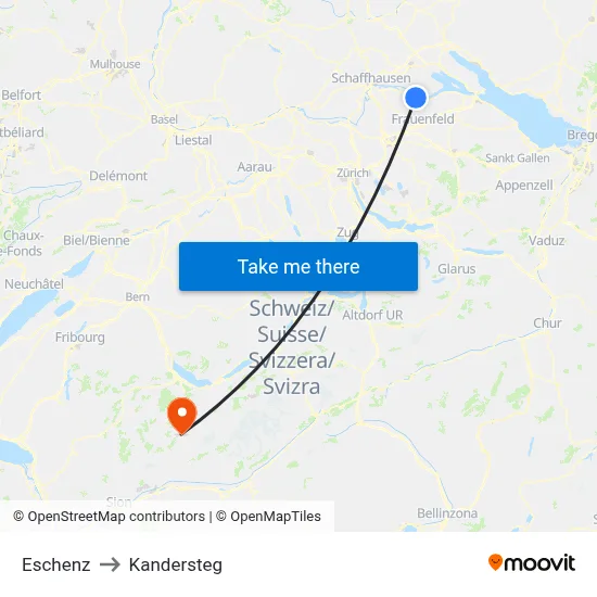 Eschenz to Kandersteg map