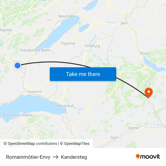 Romainmôtier-Envy to Kandersteg map
