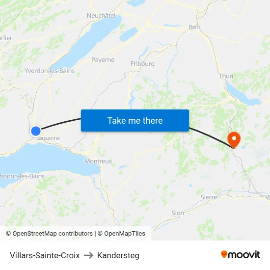 Villars-Sainte-Croix to Kandersteg map