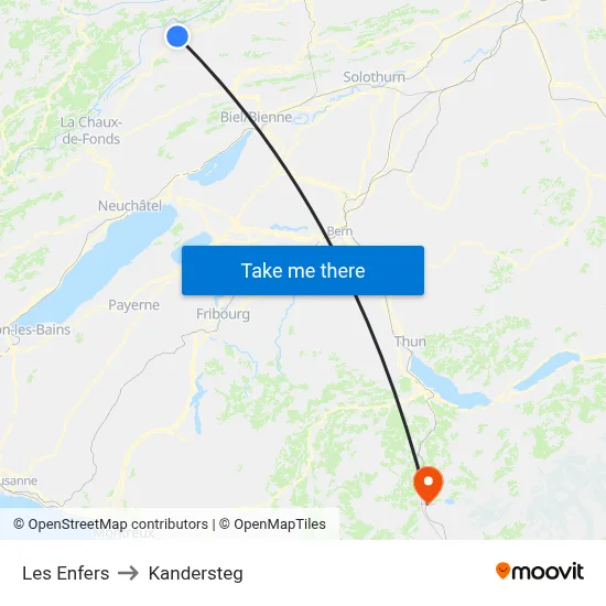 Les Enfers to Kandersteg map