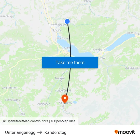 Unterlangenegg to Kandersteg map