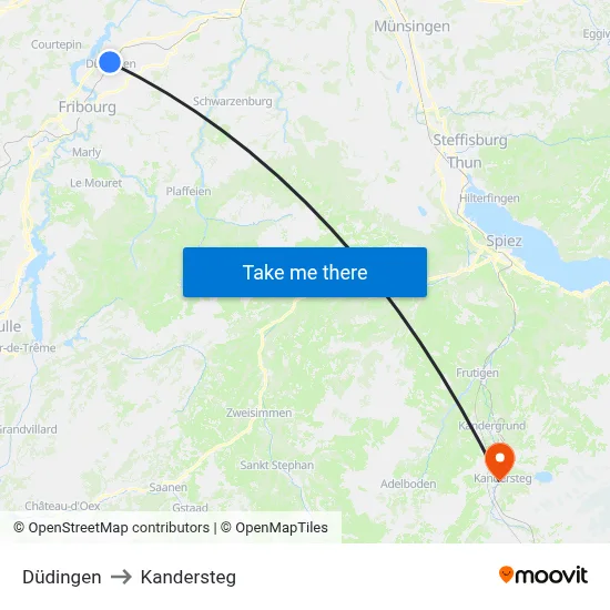 Düdingen to Kandersteg map