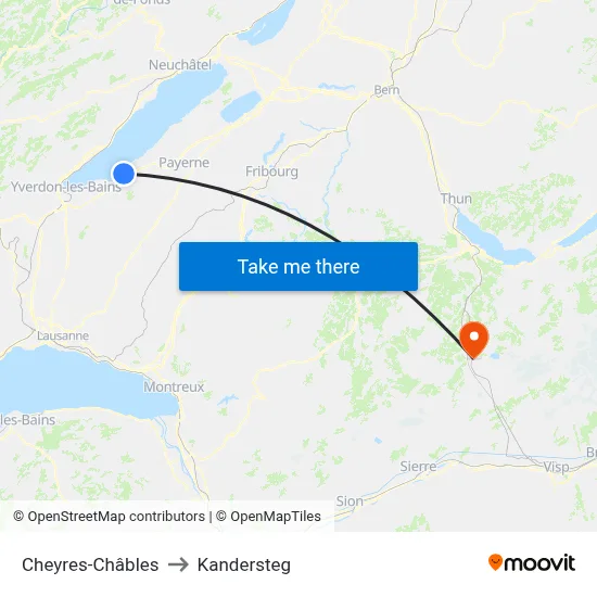 Cheyres-Châbles to Kandersteg map
