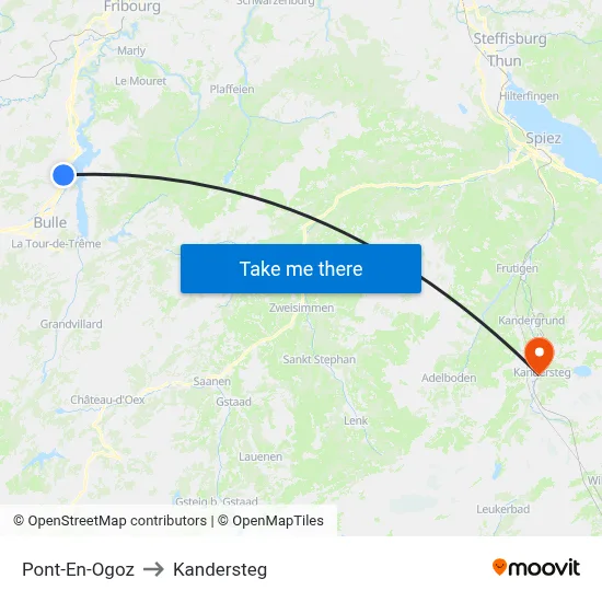 Pont-En-Ogoz to Kandersteg map
