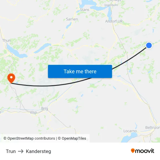 Trun to Kandersteg map