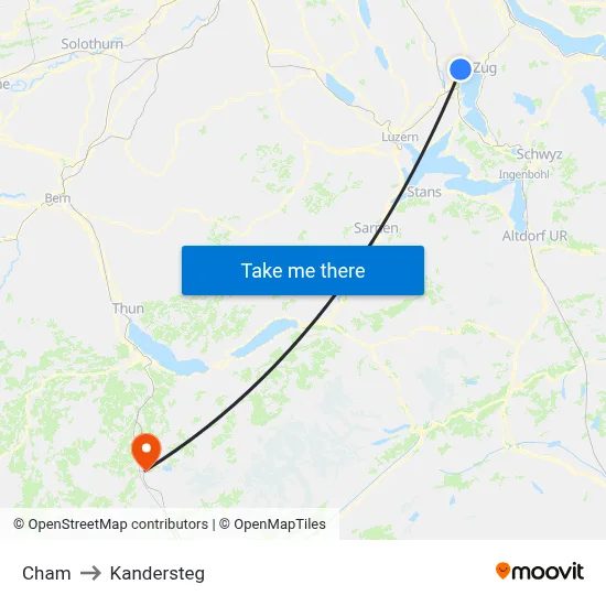Cham to Kandersteg map