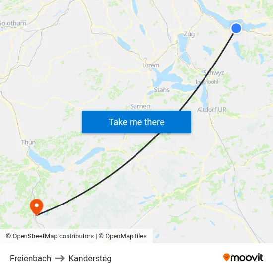 Freienbach to Kandersteg map