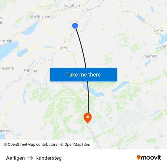 Aefligen to Kandersteg map