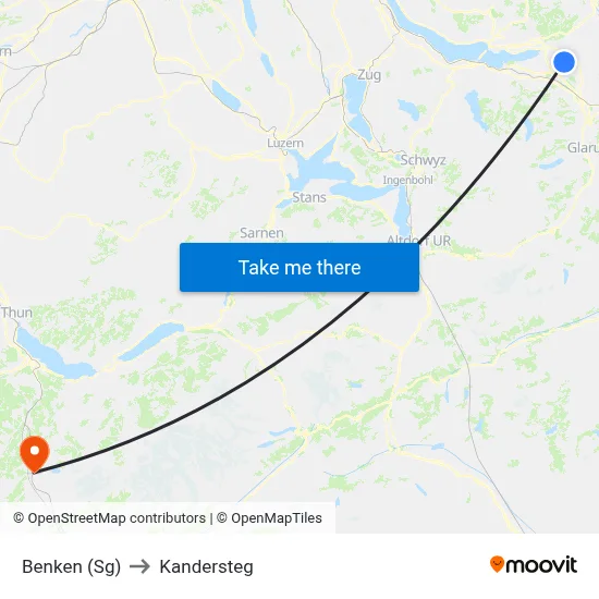 Benken (Sg) to Kandersteg map