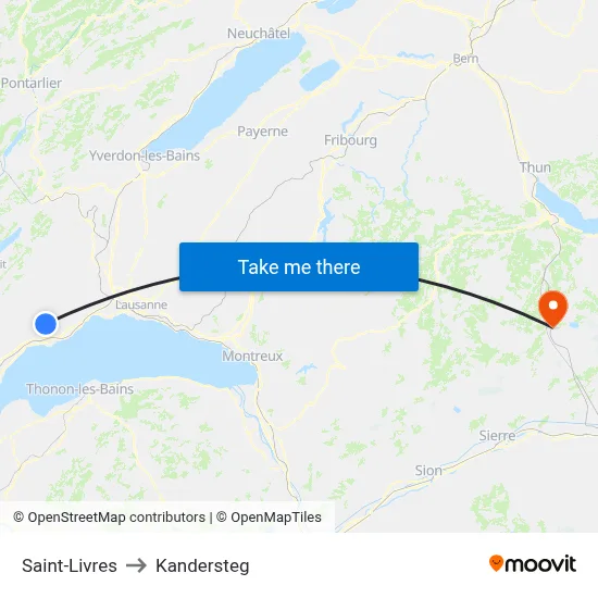 Saint-Livres to Kandersteg map