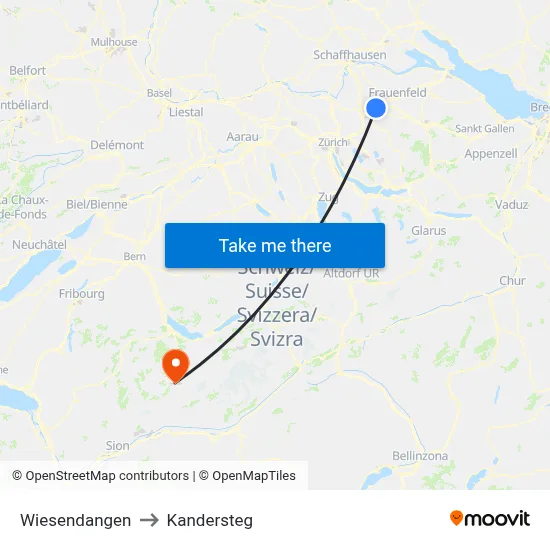 Wiesendangen to Kandersteg map