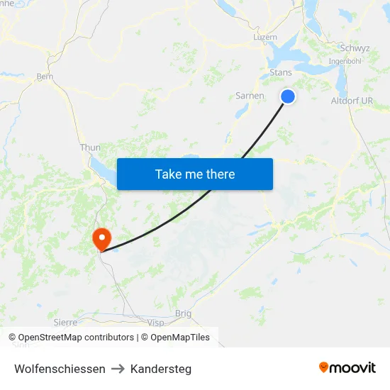 Wolfenschiessen to Kandersteg map