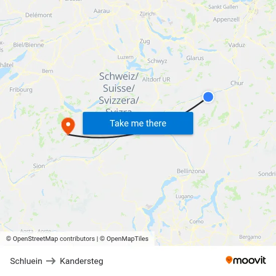 Schluein to Kandersteg map