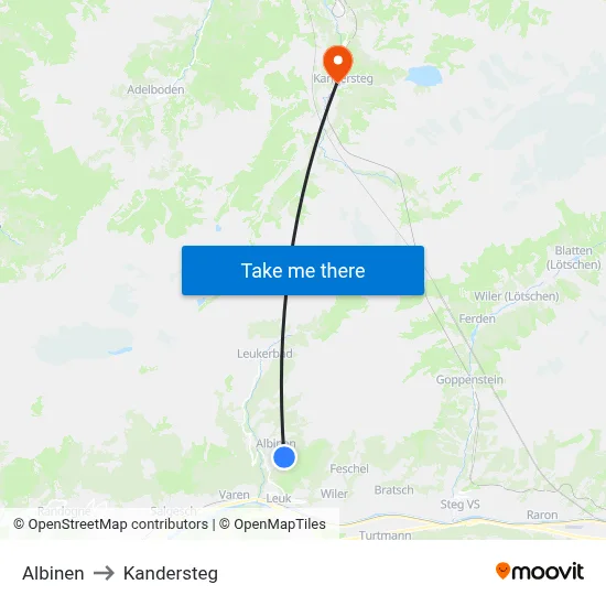 Albinen to Kandersteg map