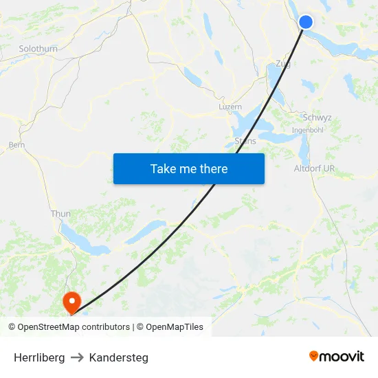 Herrliberg to Kandersteg map
