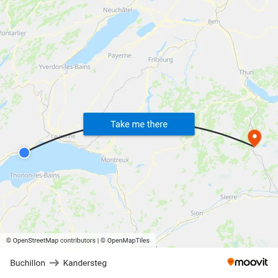 Buchillon to Kandersteg map