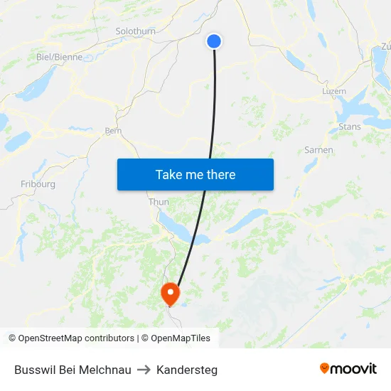 Busswil Bei Melchnau to Kandersteg map